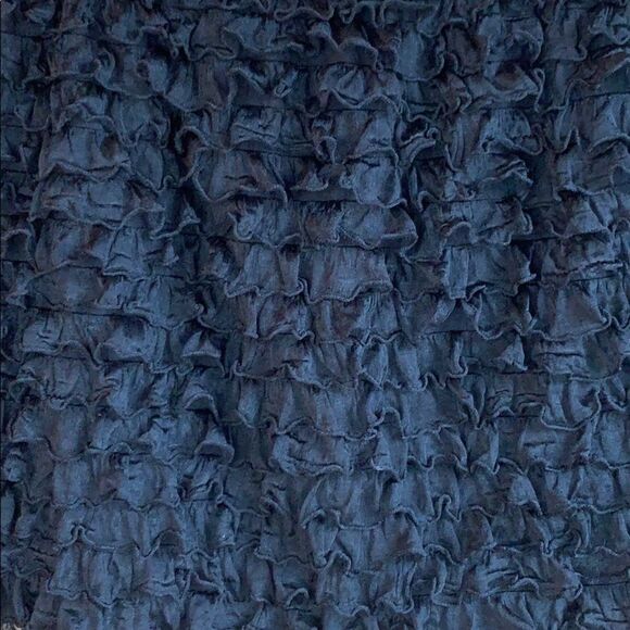 Forever 21 Solid Black Ruffle layered stretchy spandex mini Skirt fringe Size L - Picture 2 of 8